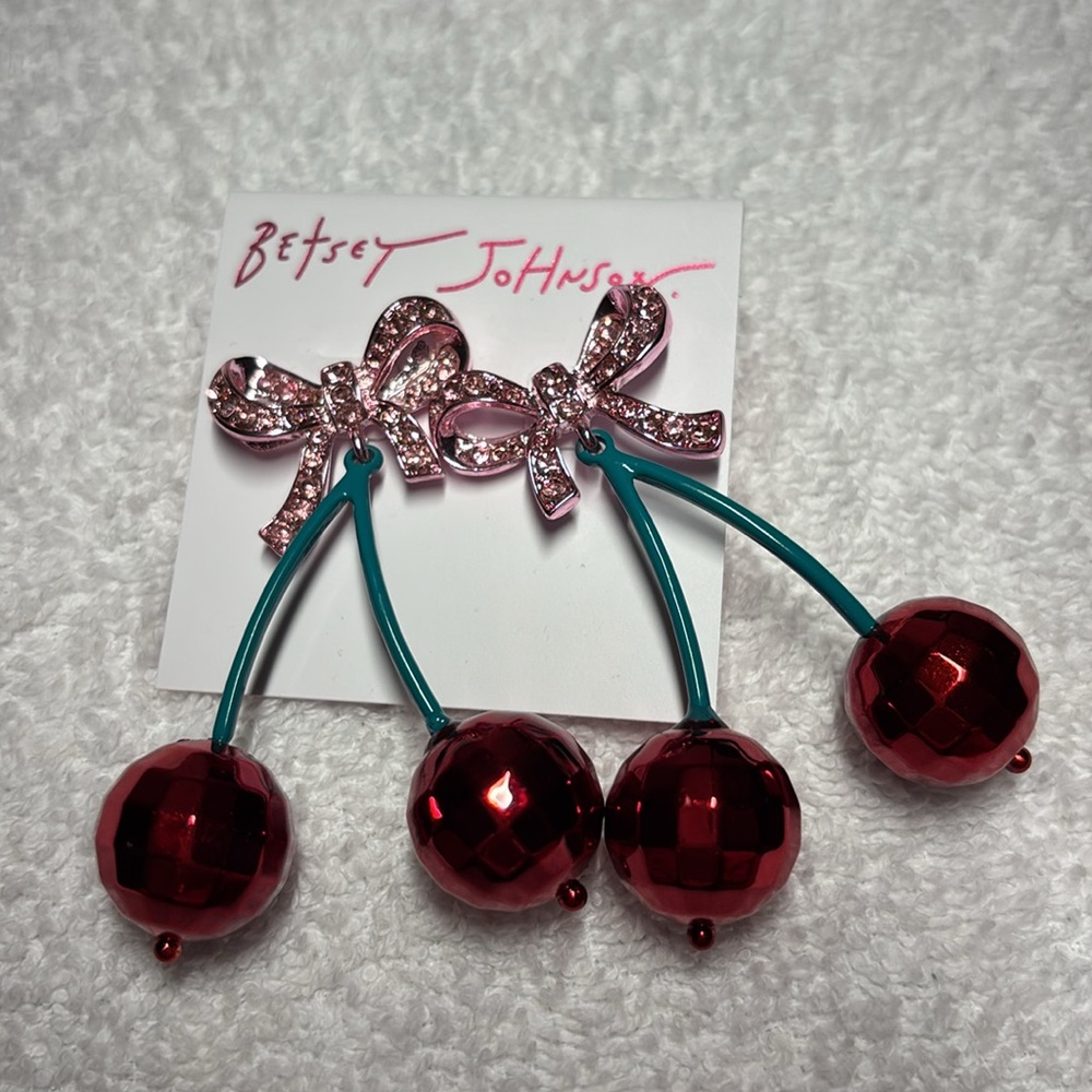 Betsey Johnson Think Pink Disco
Cherry Bow Drop Earrings New - Picture 5 of 6